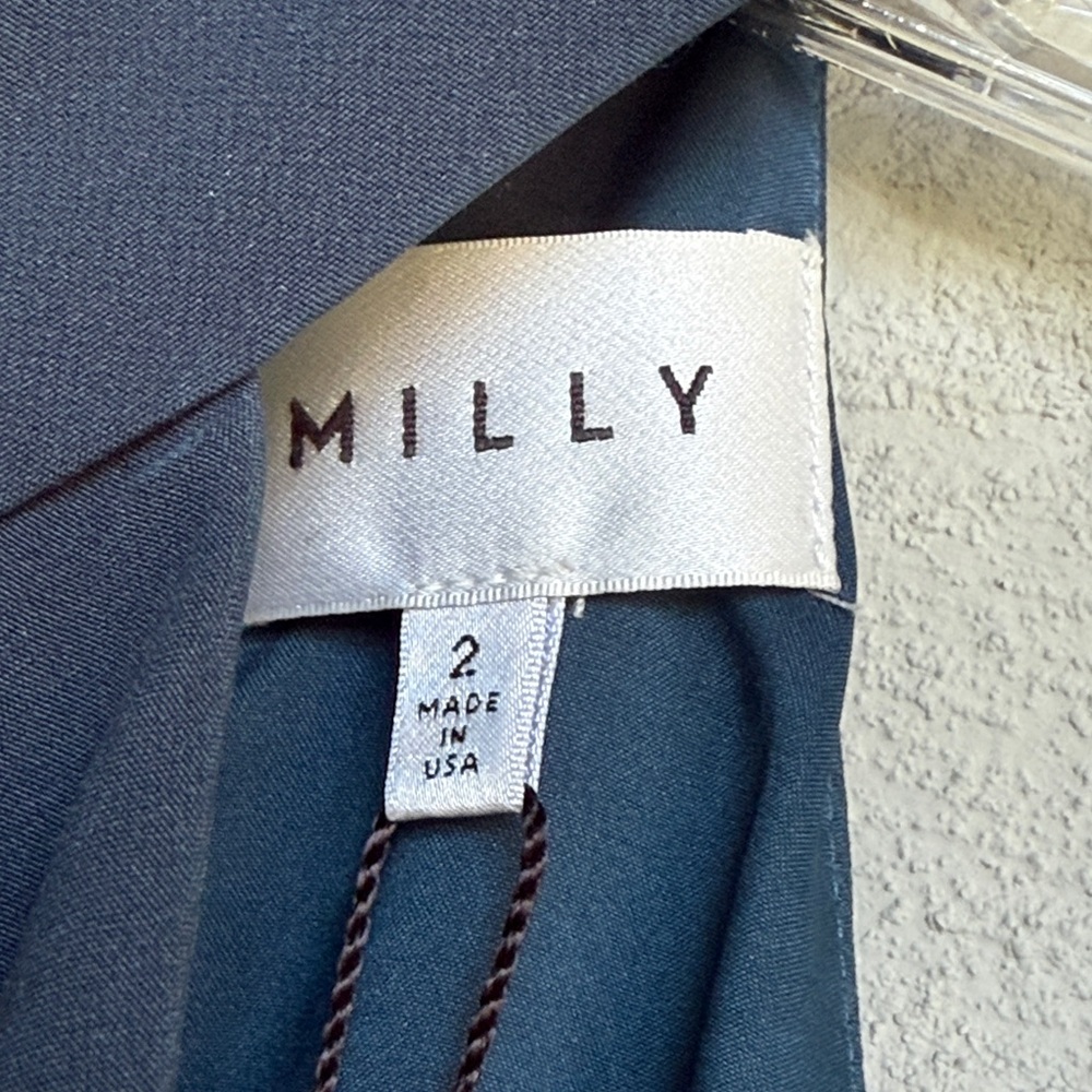 NWT Milly Katelynn Drop-Waist Halter Mini Dress w Ruffle Hem Deep Teal Size 2 - Picture 3 of 14